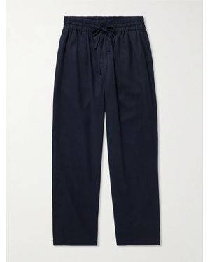 Kardo Wide-Leg Herringbone Drawstring Trousers - Blue