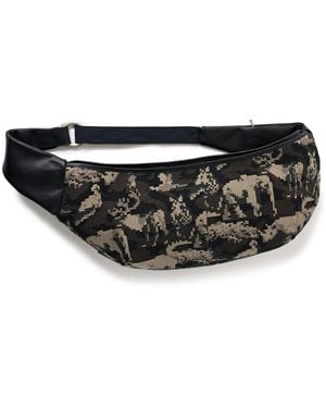 master-piece Nowartt Digital Zoo Leather-Trimmed Jacquard Messenger Bag - Black