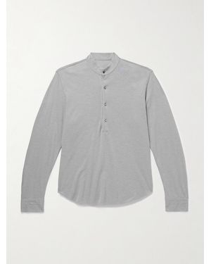 STÒFFA Cotton And Silk-blend Piqué Henley Shirt - Grey