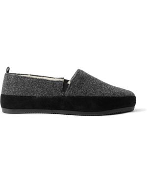 Mulo Plush-Lined Suede-Trimmed Wool Loafers - Black