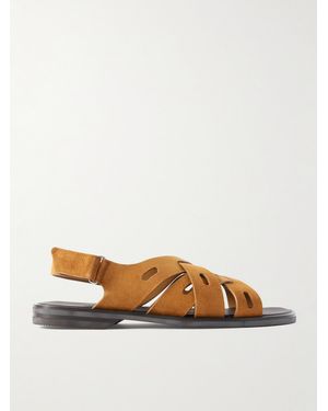 John Lobb Seaford Cutout Suede Sandals - Brown