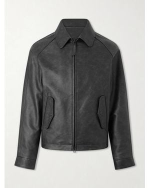 Golden Bear The Dunbear Leather Bomber Jacket - Grey