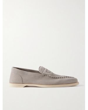 John Lobb Pace Suede Loafers - White