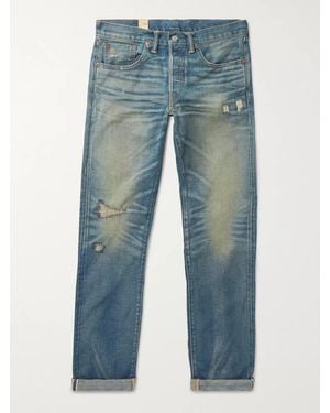 RRL Ridgway Slim-Fit Distressed Selvedge Denim Jeans - Blue