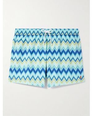 Missoni Straight-Leg Mid-Length Striped Swim Shorts - Blue