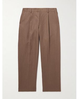 NN07 Kay 1454 Straight-Leg Pleated Linen Trousers - Brown