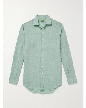 Sid Mashburn Spread-Collar Linen Shirt - Green