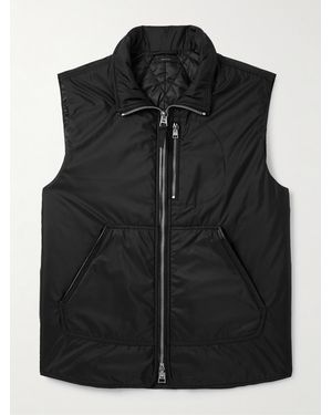 Tom Ford Padded Leather-Trimmed Shell Gilet - Black