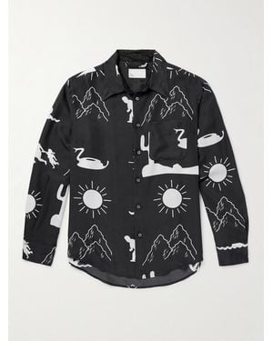 4SDESIGNS Printed Silk Crepe De Chine Shirt - Black