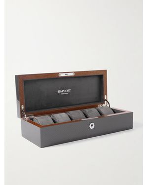 Rapport Carbon Fibre And Wood 5-piece Watch Box - Grey