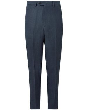 De Petrillo Straight-Leg Linen Suit Pants - Blue