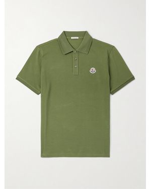 Moncler Polohemd aus Baumwoll-Piqué mit Logoapplikation - Grün