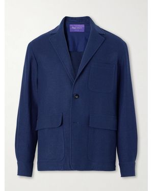 Ralph Lauren Cotton-blend Waffle-knitted Blazer Jacket - Blue