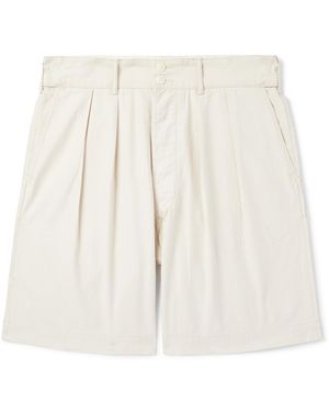 RRL Hawkes Straight-Leg Pleated Cotton-Twill Shorts - White