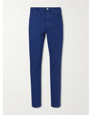 Brunello Cucinelli Slim-Fit Straight-Leg Logo-Embroidered Jeans - Blue