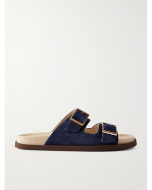 Brunello Cucinelli Buckled Suede Sandals - Blue