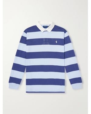 Polo Ralph Lauren Logo-Embroidered Striped Cotton-Jersey Polo Jumper - Blue