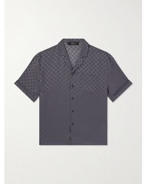 Gucci Bowling Gg Supreme Jacquard Silk-Twill Shirt - Blue