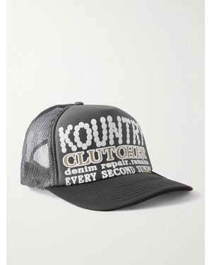Kapital Kountry Pearl Clutcher Printed Canvas And Mesh Trucker Cap - White