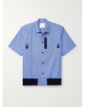 Sacai Striped Cotton-Poplin Shirt - Blue