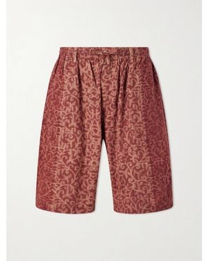 Kardo Milo Shibori Straight-Leg Printed Cotton Shorts - Red