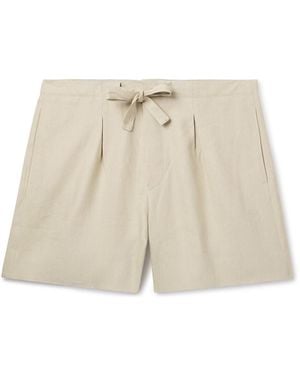 STÒFFA Straight-Leg Linen Drawstring Shorts - Natural