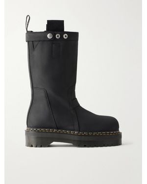 Rick Owens Dr Martens Leather Biker Boots - Black