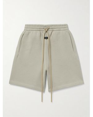 Fear Of God Wide-Leg Logo-Appliquéd Cotton-Blend Jersey Drawstring Shorts - Grey