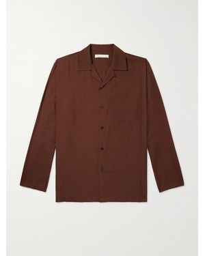 Umit Benan Convertible-Collar Silk-Twill Shirt - Brown