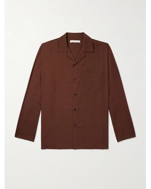 Umit Benan Convertible-Collar Silk-Twill Shirt - Brown
