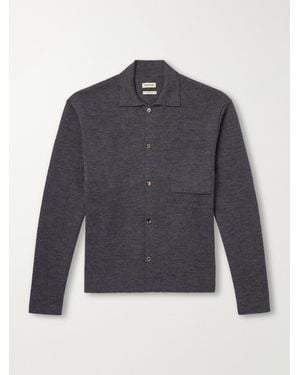 De Bonne Facture Milano Stitch Merino Wool Cardigan - Blue