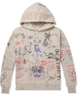 SAINT Mxxxxxx Oversized Distressed Cotton-Jersey Zip-Up