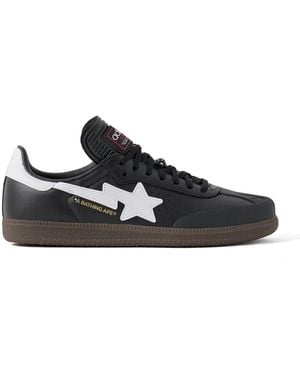 adidas Originals Bape Samba Rubber-Trimmed Leather Sneakers - Black