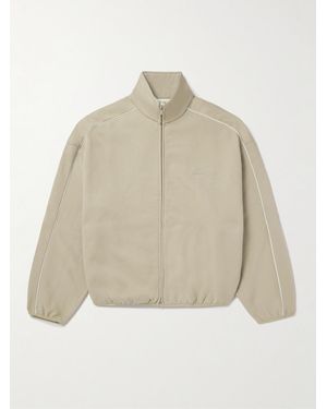 Fear Of God Oversized Logo-Appliquéd Cotton-Blend Jersey Zip-Up Sweatshirt - Natural