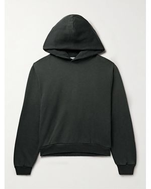 Acne Studios Franziska Garment-Dyed Distressed Logo-Print Cotton-Blend Jersey Hoodie - Black