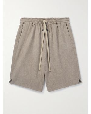Fear Of God Straight-Leg Logo-Appliquéd Wool-Blend Drawstring Shorts - Grey