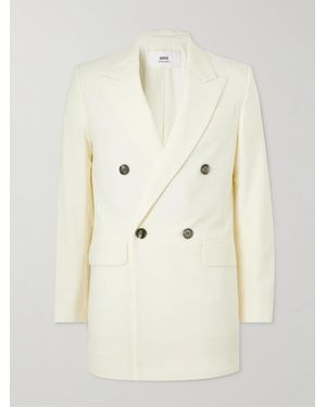 Ami Paris Double-Breasted Wool-Twill Blazer - Natural
