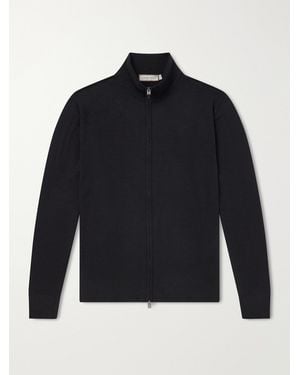 Canali Wool Zip-Up Sweater - Blue