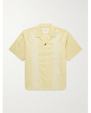 Kardo Ronen Convertible-collar Embroidered Cotton-poplin Shirt - Yellow