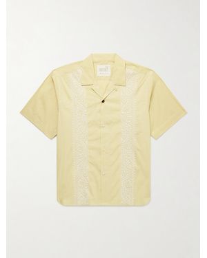 Kardo Ronen Convertible-collar Embroidered Cotton-poplin Shirt - Yellow