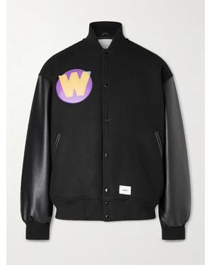 WTAPS Logo-Appliquéd Panelled Melton Wool-Blend Jacket - Black