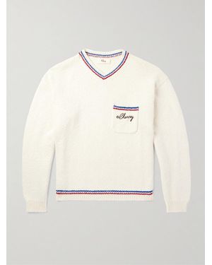 CHERRY LA Pullover aus Baumwoll-Jersey mit Stickerei und Streifen - Natur