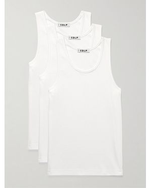 CDLP Three-Pack Ribbed Stretch Lyocell And Cotton-Blend Jersey Tank Tops - White