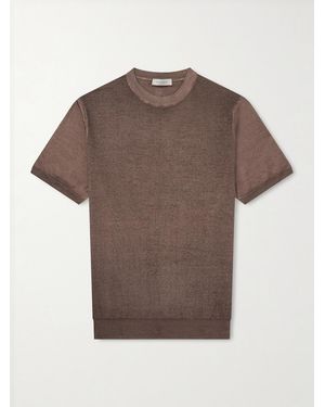 Canali Wool And Silk-Blend T-Shirt - Brown