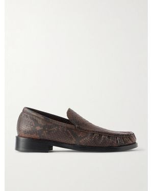 Acne Studios Boafer Python-Effect Leather Loafers - Brown