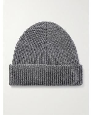 Johnstons of Elgin Ribbed Cashmere Beanie - Grey