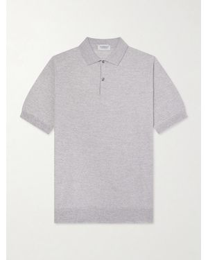 John Smedley 14.Singular Slim-Fit Merino Wool-Piqué Polo Shirt - Grey