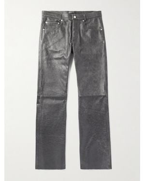 Enfants Riches Deprimes Slim-Fit Straight-Leg Distressed Leather Trousers - Grey