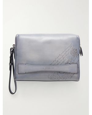 Berluti Rosewood Neo Scritto Venezia Leather Pouch - Grey