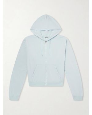 AURALEE Cotton, Wool And Silk-Blend Zip-Up Hoodie - Blue
